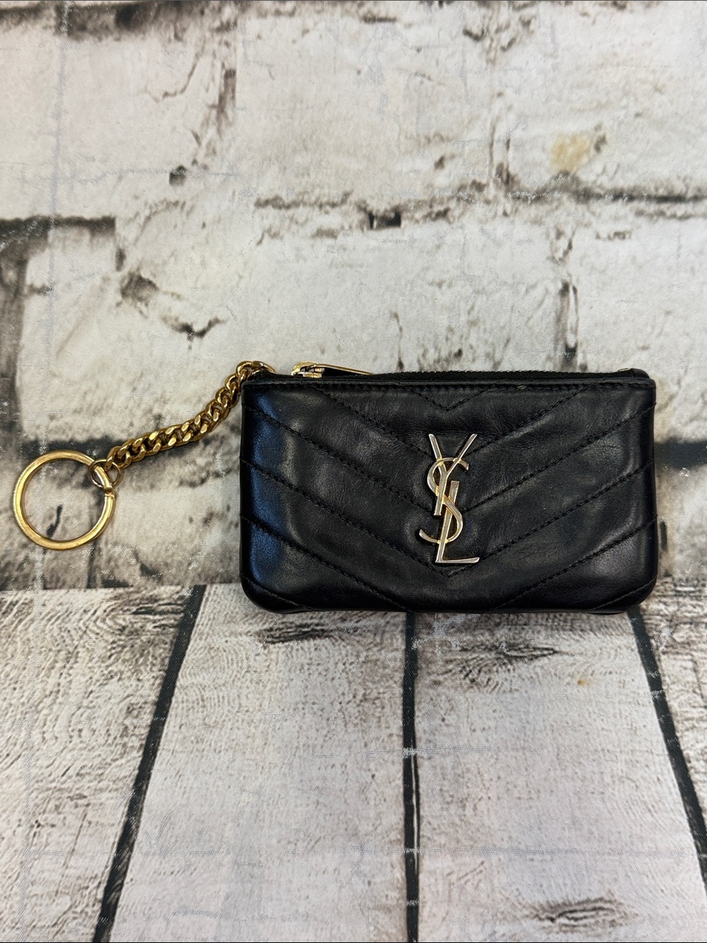 YSL Yves Saint Laurent Black Leather Key Pouch Mini Wallet - Picture 3 of 16